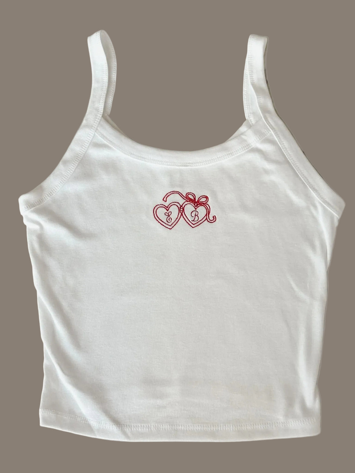 The Key To My Heart Tank: embroidered locket tank with custom initials