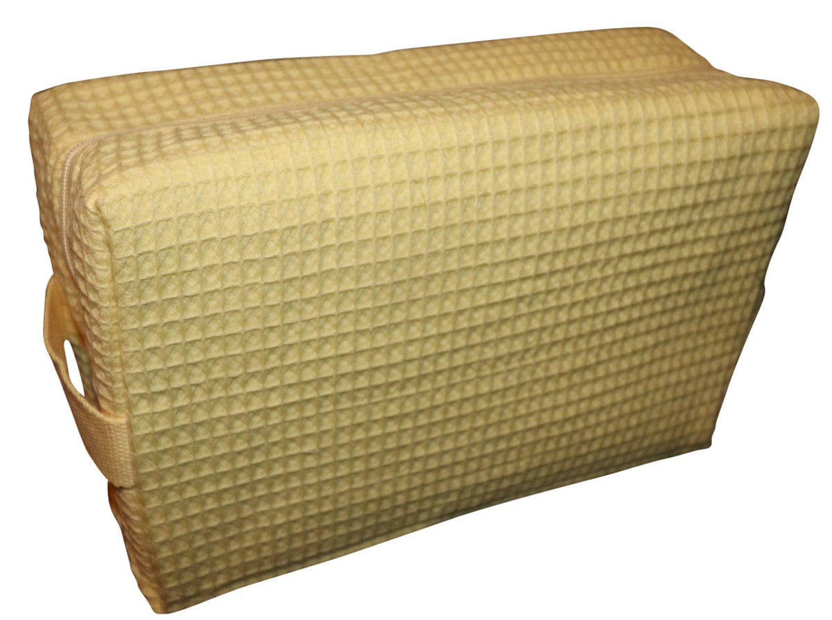 Large cotton waffle cosmetic bag, 9 x 7 x 3.5 inches, view 3