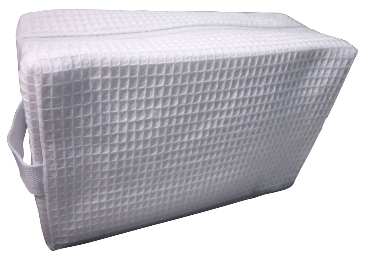 Large cotton waffle cosmetic bag, 9 x 7 x 3.5 inches, view 5